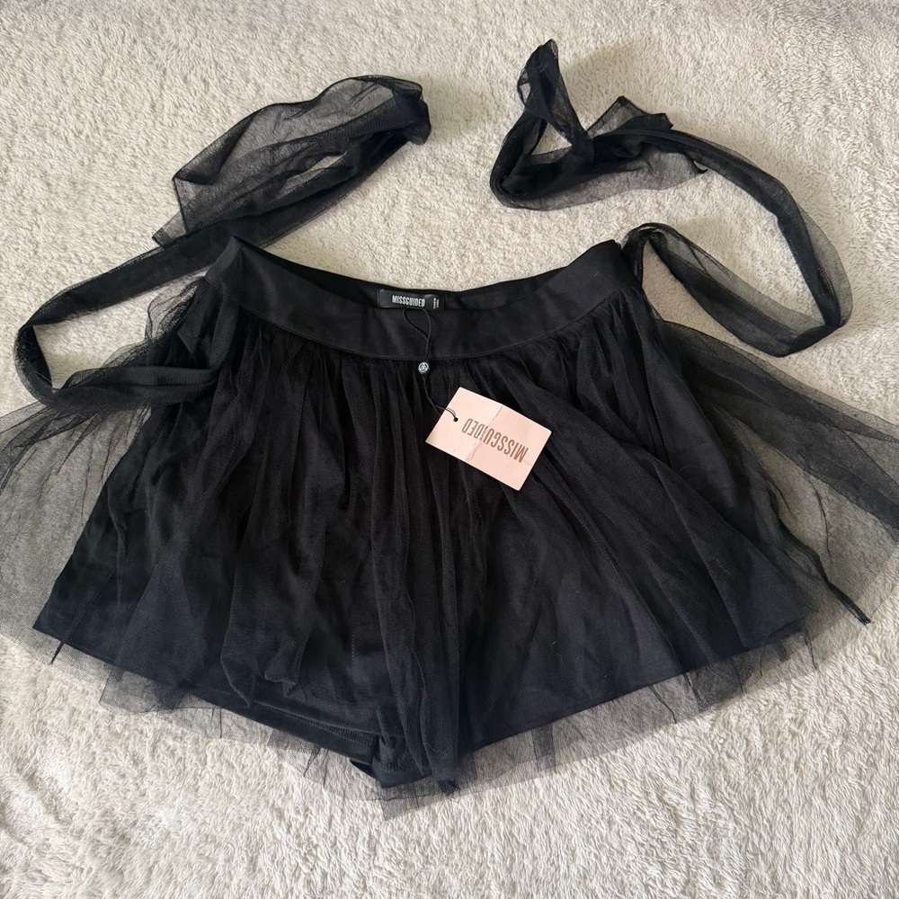 NWT Missguided Tulle Tie Front Floaty Shorts sz 6 - Picture 6 of 10
